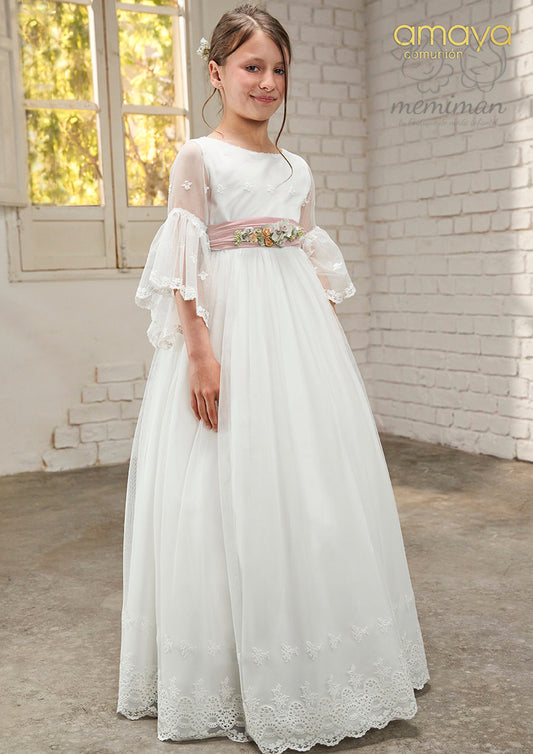 637024MF Embroidered Tulle Communion Dress 