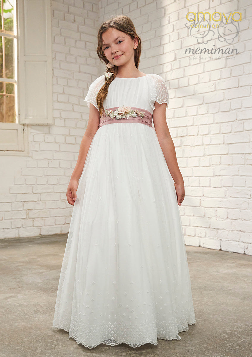 637027MC Vestido Comunión Tul Bordado-Organza
