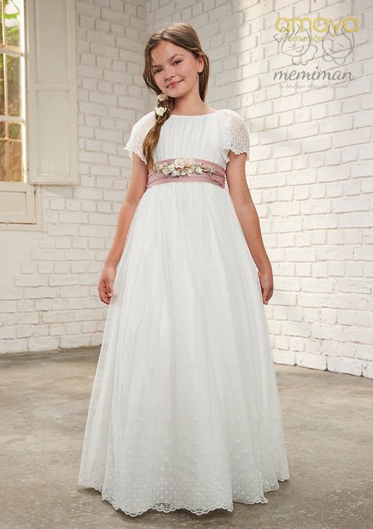 637027MC Embroidered Tulle-Organza Communion Dress 