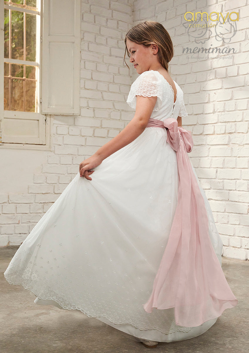 637027MC Vestido Comunión Tul Bordado-Organza