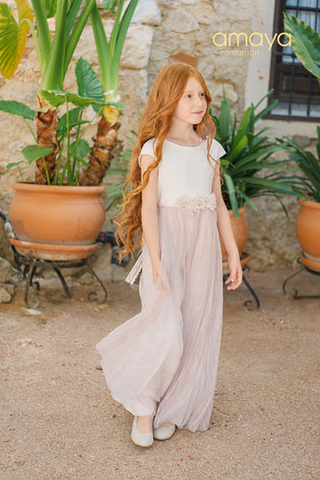 656148 Tuta Comunione Tulle Plissettato