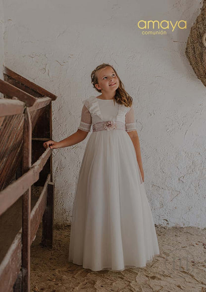 657007MD Abito da Comunione in tulle