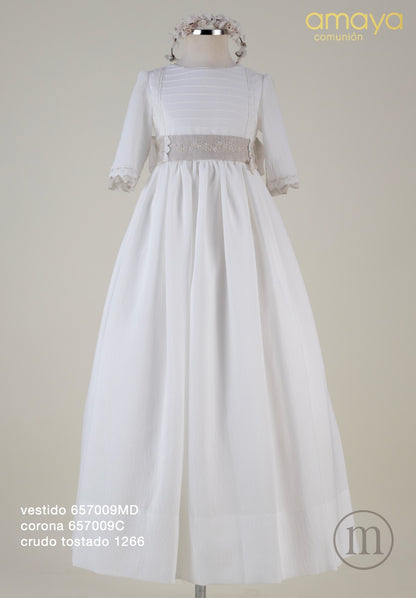 657009MD Vestido Comunión Lino Rústico