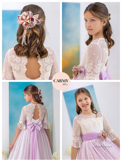 6609 Vestido Comunión Tul Bordado