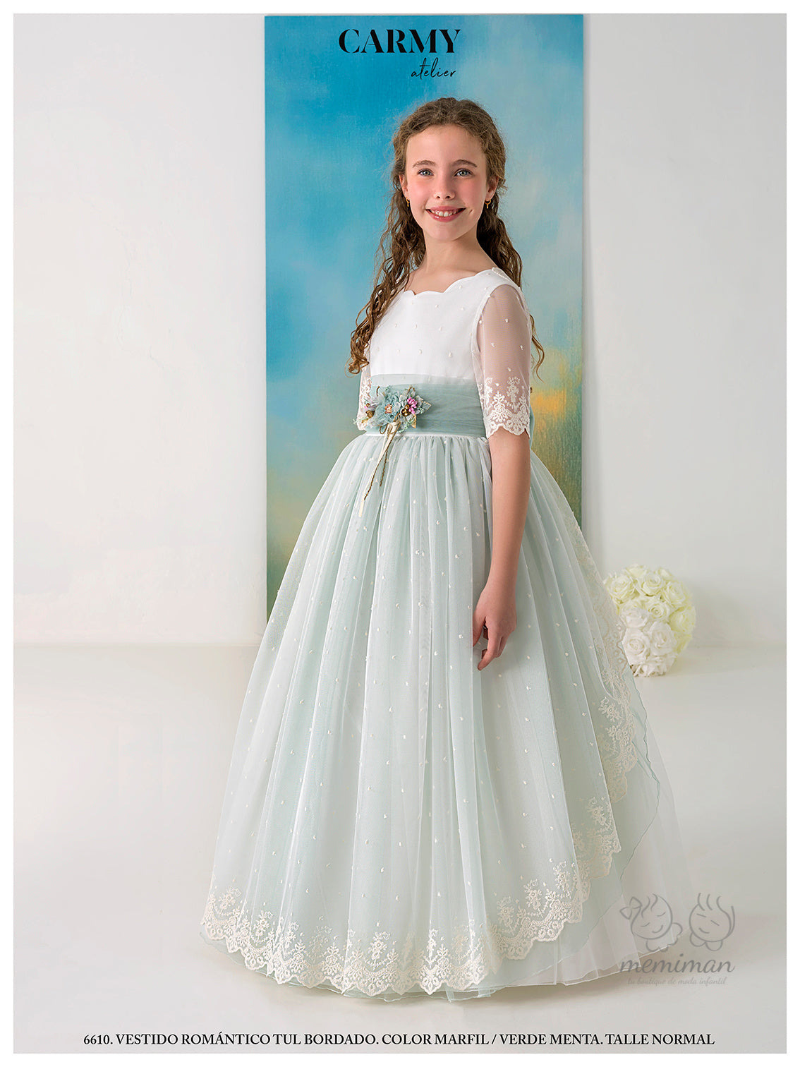 6610 Vestido Comunión Tul Bordado