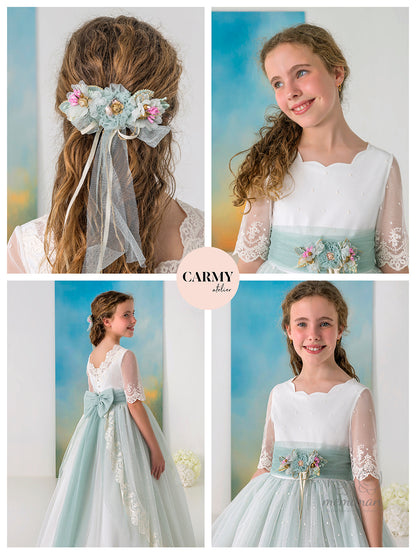 6610 Vestido Comunión Tul Bordado