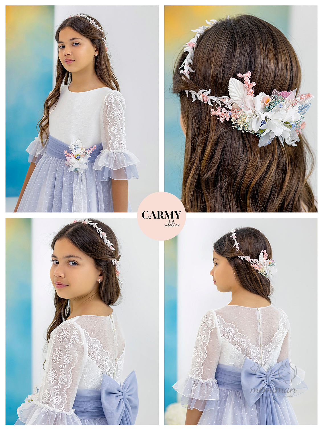 6618 Vestido Comunión Tul Topos