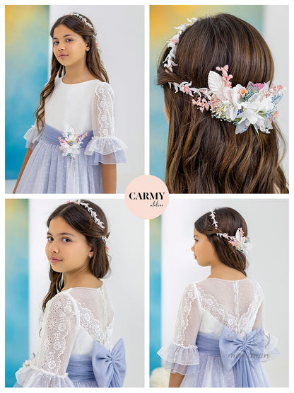 6618 Vestido Comunión Tul Topos