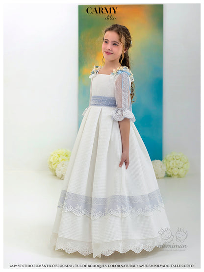 6619 Vestido Comunión Brocado