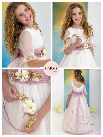 6621 Polka Dot Tulle Communion Dress 