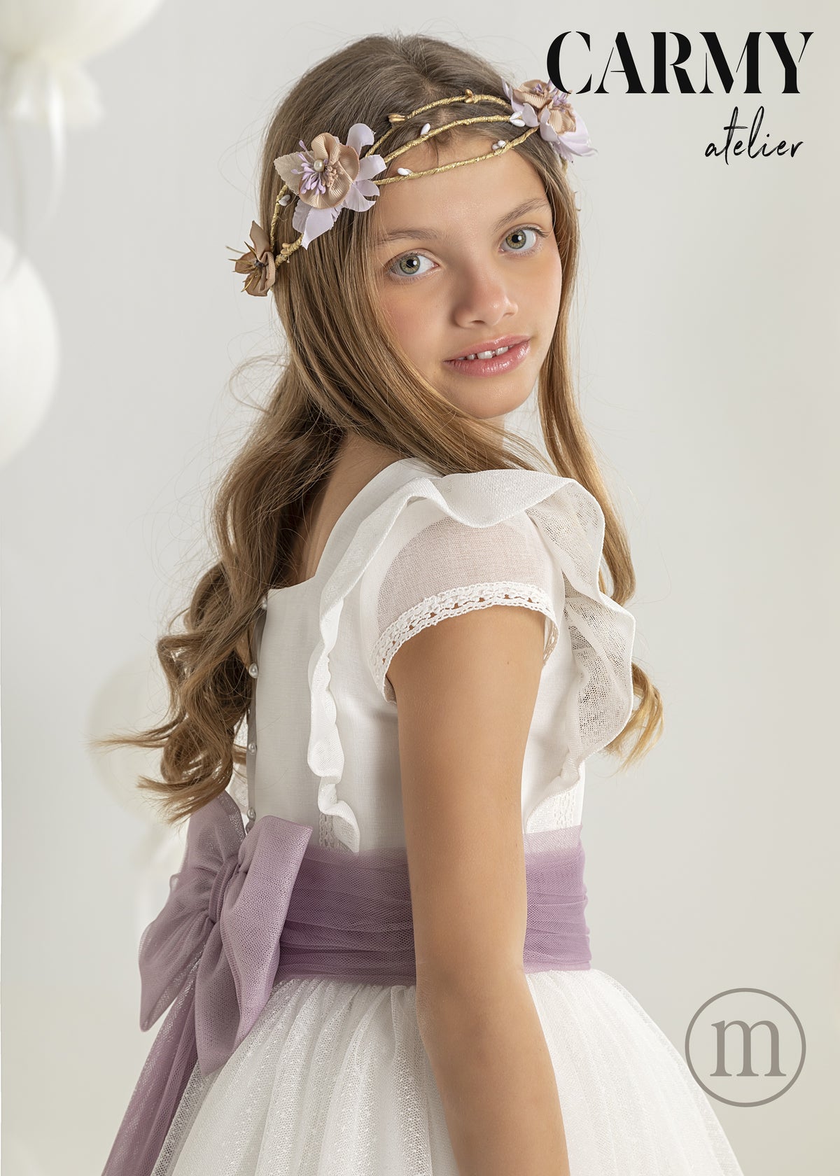 7103 Vestido Comunión Fantasía Tul Topos