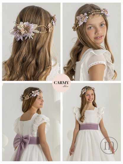 7103 Vestido Comunión Fantasía Tul Topos