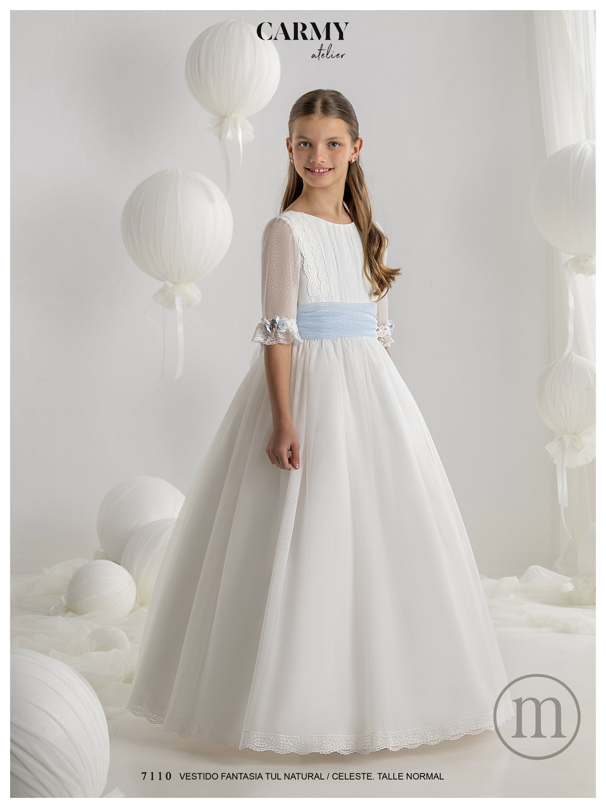 7110 Vestido Comunión Fantasía Tul