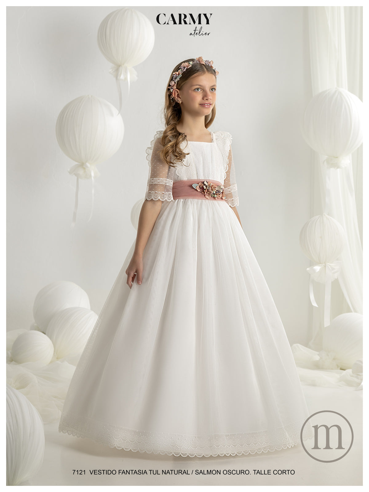 7121 Vestido Comunión Tul Romántico