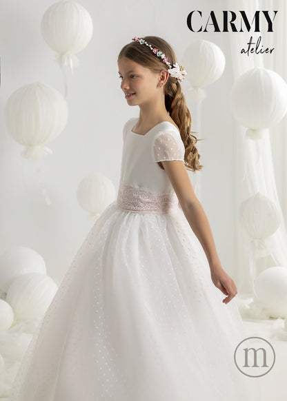 7132 Vestido Comunión Fantasía Organza Plumeti