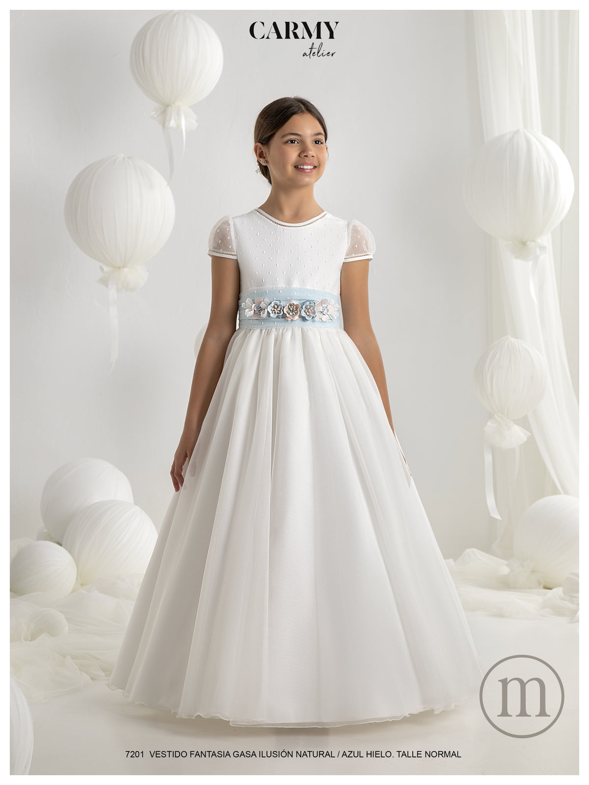 7201 Vestido Comunión Romántico Gasa IIusión
