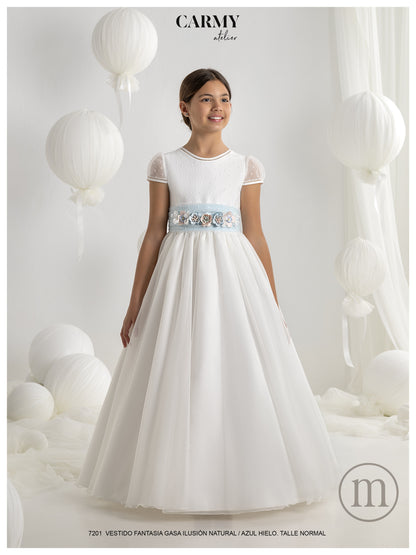 7201 Vestido Comunión Romántico Gasa IIusión