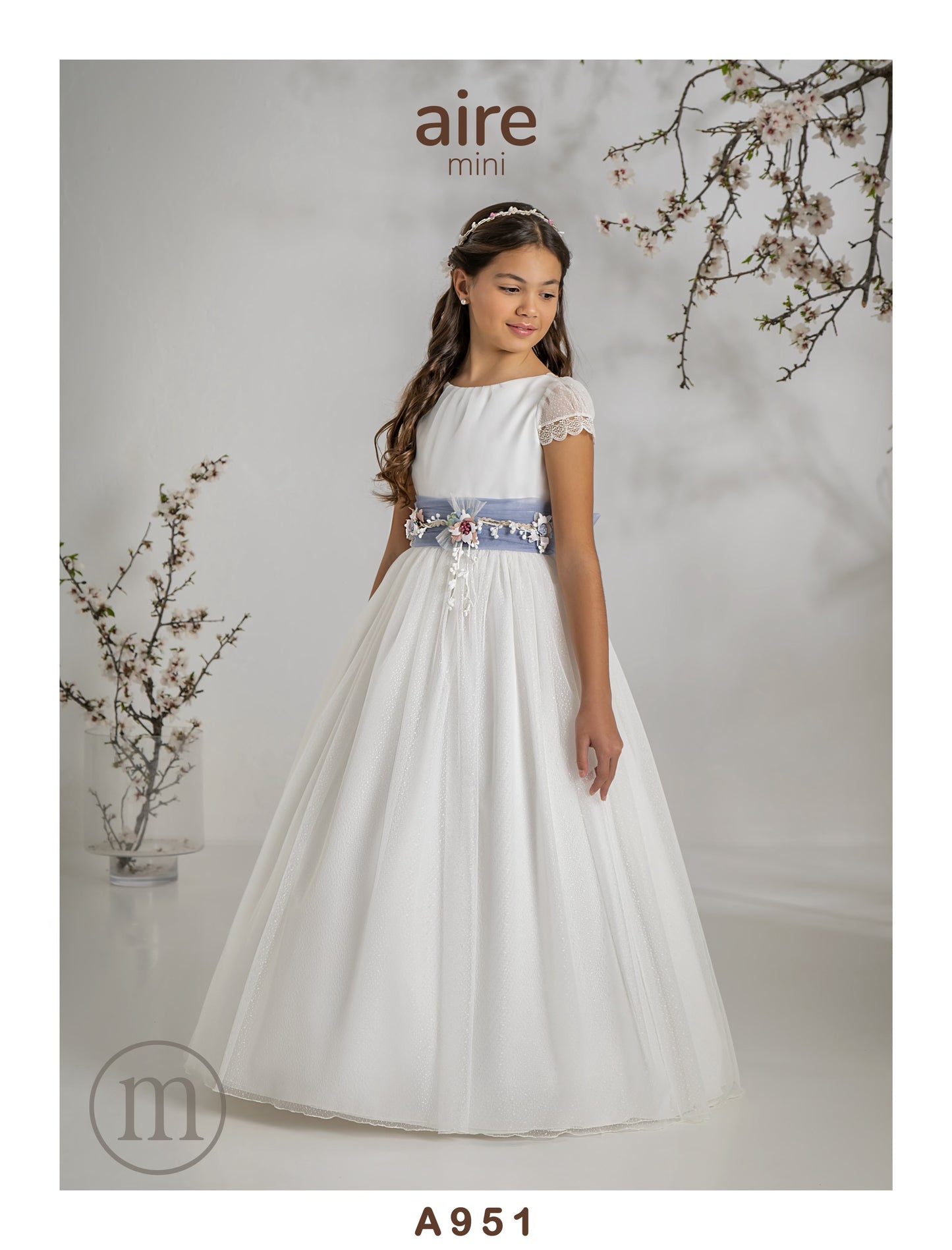 A951 Vestido Comunión Romántico Organza Tul