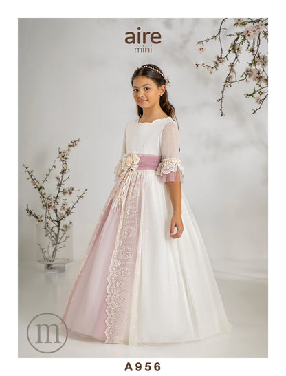 956 Vestido Comunión Romántico Tul Bordado