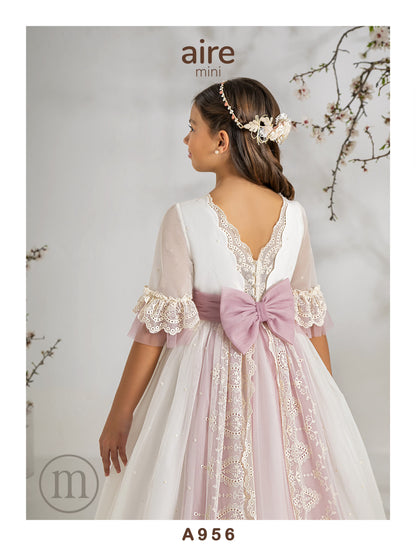956 Vestido Comunión Romántico Tul Bordado