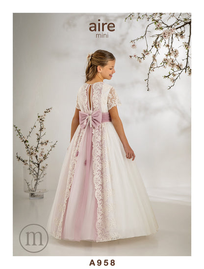 958 Vestido Comunión Romántico Tul Bordado