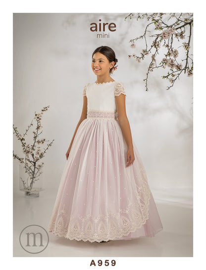 959 Vestido Comunión Romántico Tul Bordado