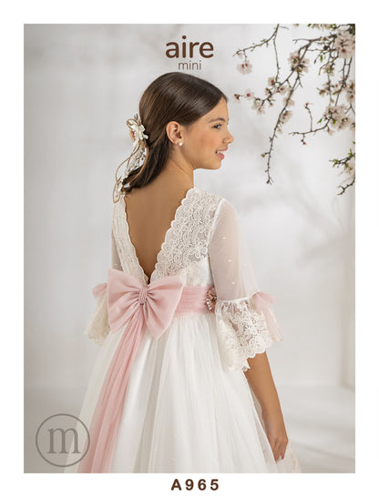 A965 Vestido Comunión Romántico Tul Bordado