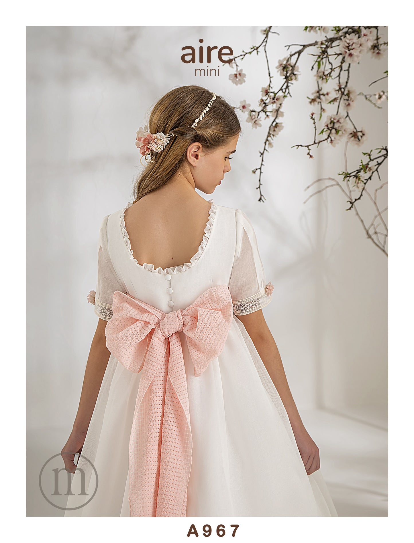 A967 Vestido Comunión Romántico Organza Rústica