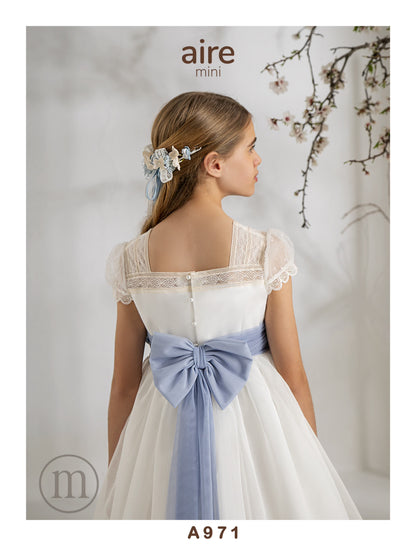 A971 Vestido Comunión Romántico Organza Rústica