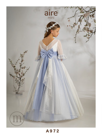 A972 Vestido Comunión Romántico Organza Rústica (Copia)