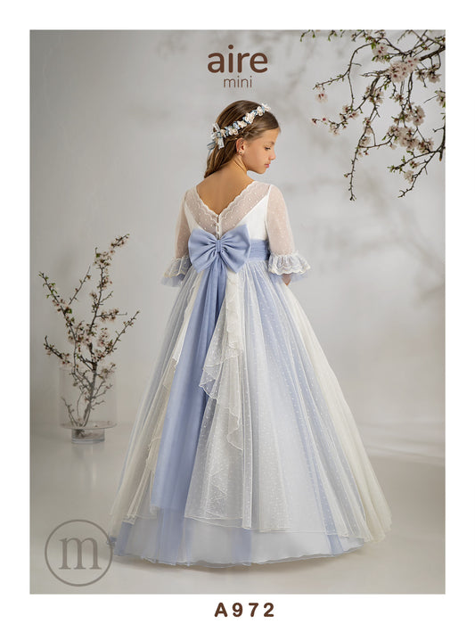 A972 Vestido Comunión Romántico Organza Rústica