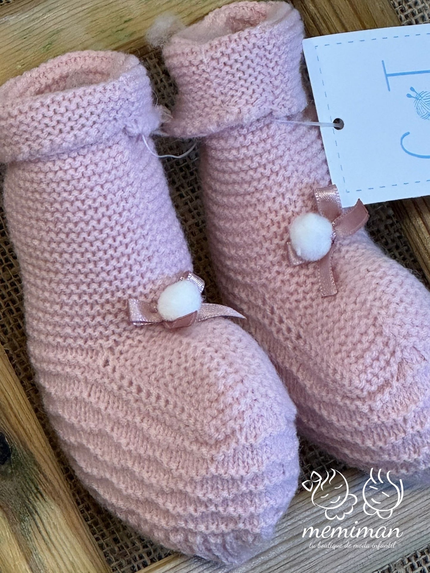 252-B412 Bottines hautes avec pompon et nœud 