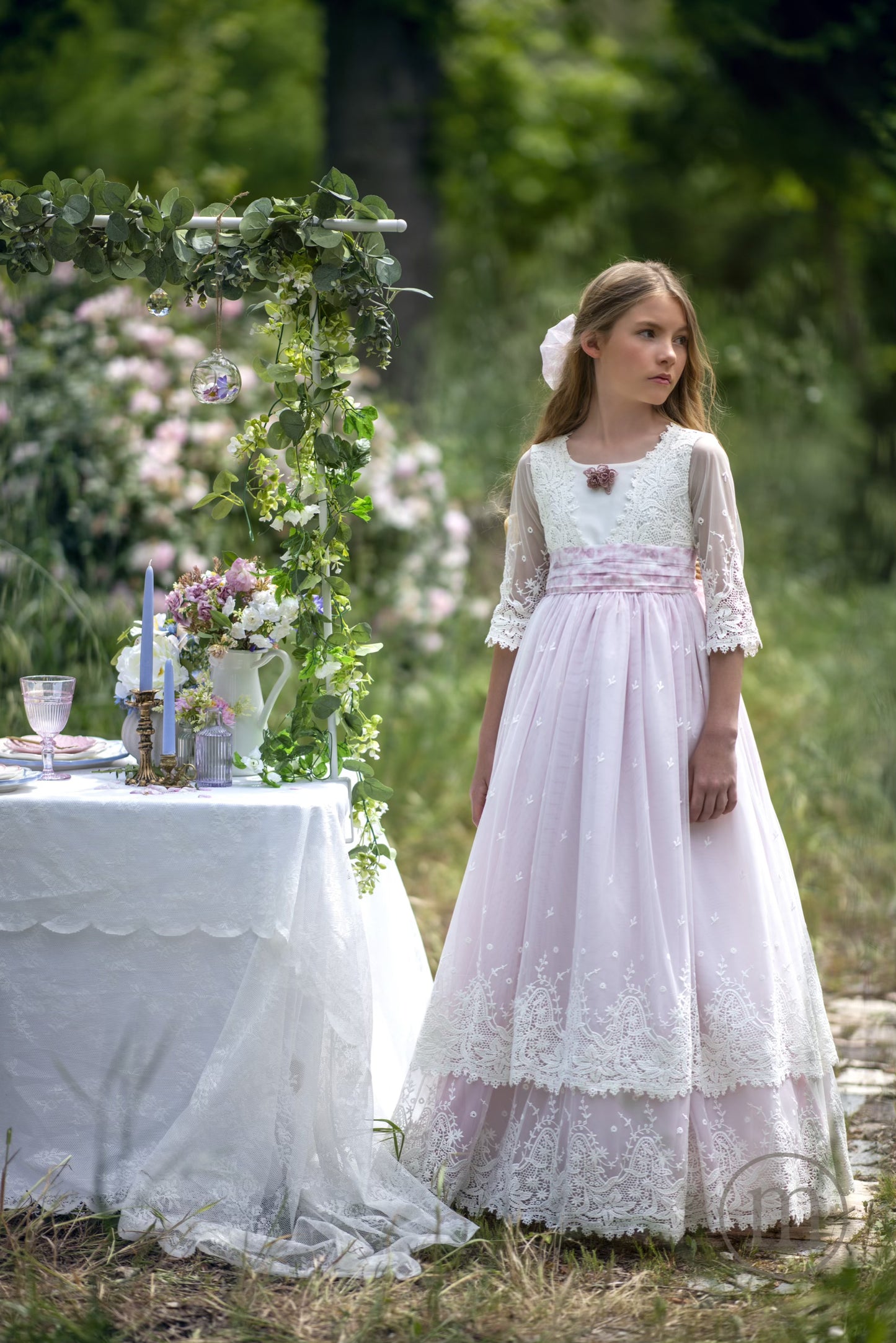 2707 HORTENSIA Vestido Comunión Tul Bordado