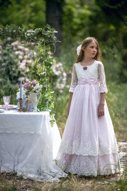 2707 HORTENSIA Vestido Comunión Tul Bordado