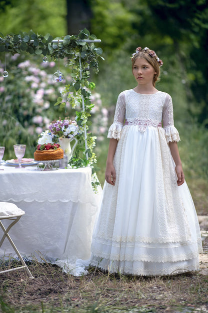 2704 ORQUÍDEA Vestido Comunión Tul Bordado