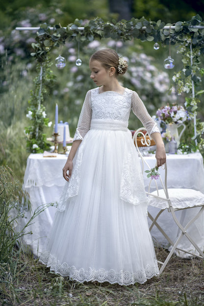 2702 GARDENIA Vestido Comunión Tul Bordado