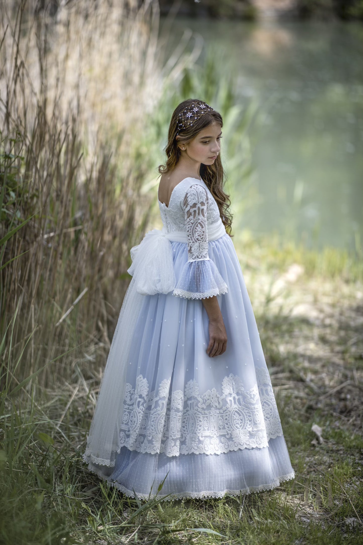 2703 AZALEA Vestido Comunión Tul Bordado