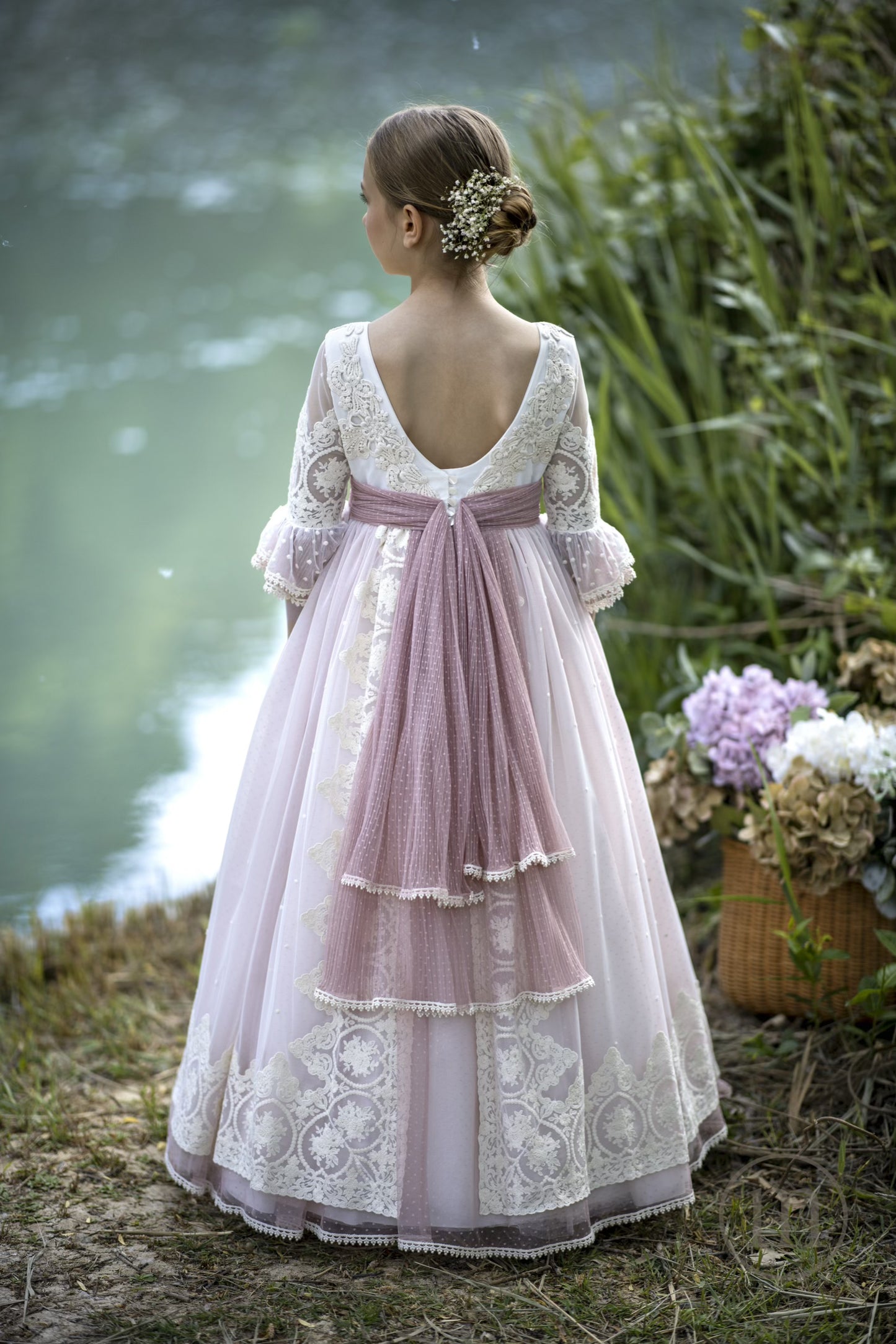 2705 PEONÍA Vestido Comunión Tul Bordado