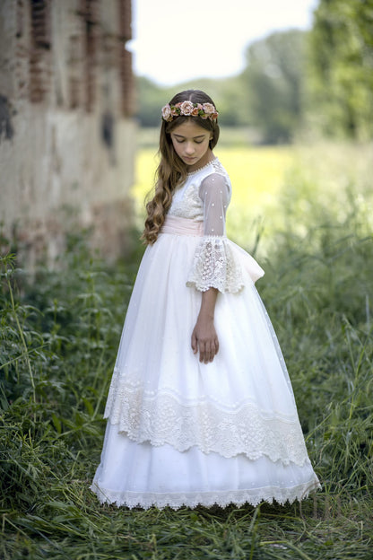 2708 DALIA Vestido Comunión Tul Bordado