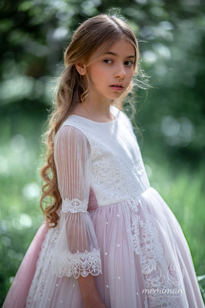 CALABRIA Communion Dress Tulle Polka Dots 