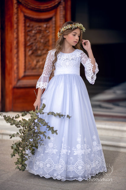 PUGLIA Communion Dress with Ruffle 