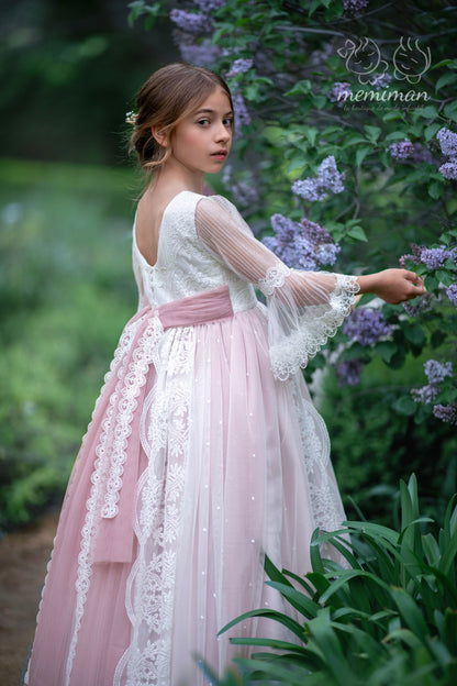 CALABRIA Communion Dress Tulle Polka Dots 