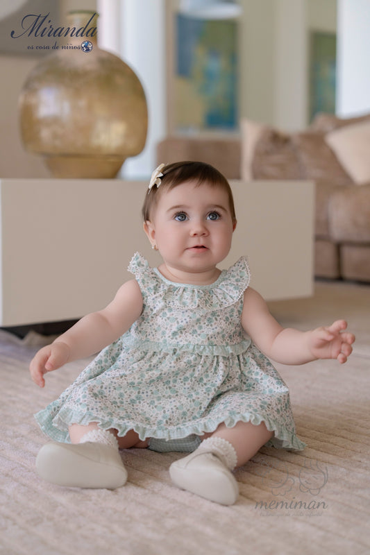 Robe bébé à fleurs et culotte assortie 39-0036-VB 