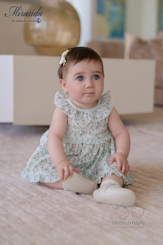 Robe bébé à fleurs et culotte assortie 39-0036-VB 