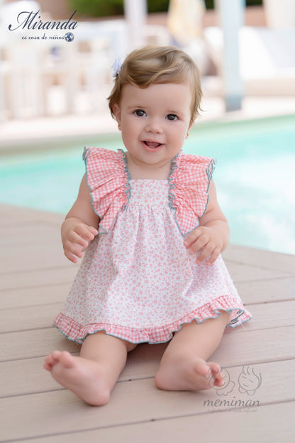 39-0048-VB Vestido Bebé Flores Cuadros