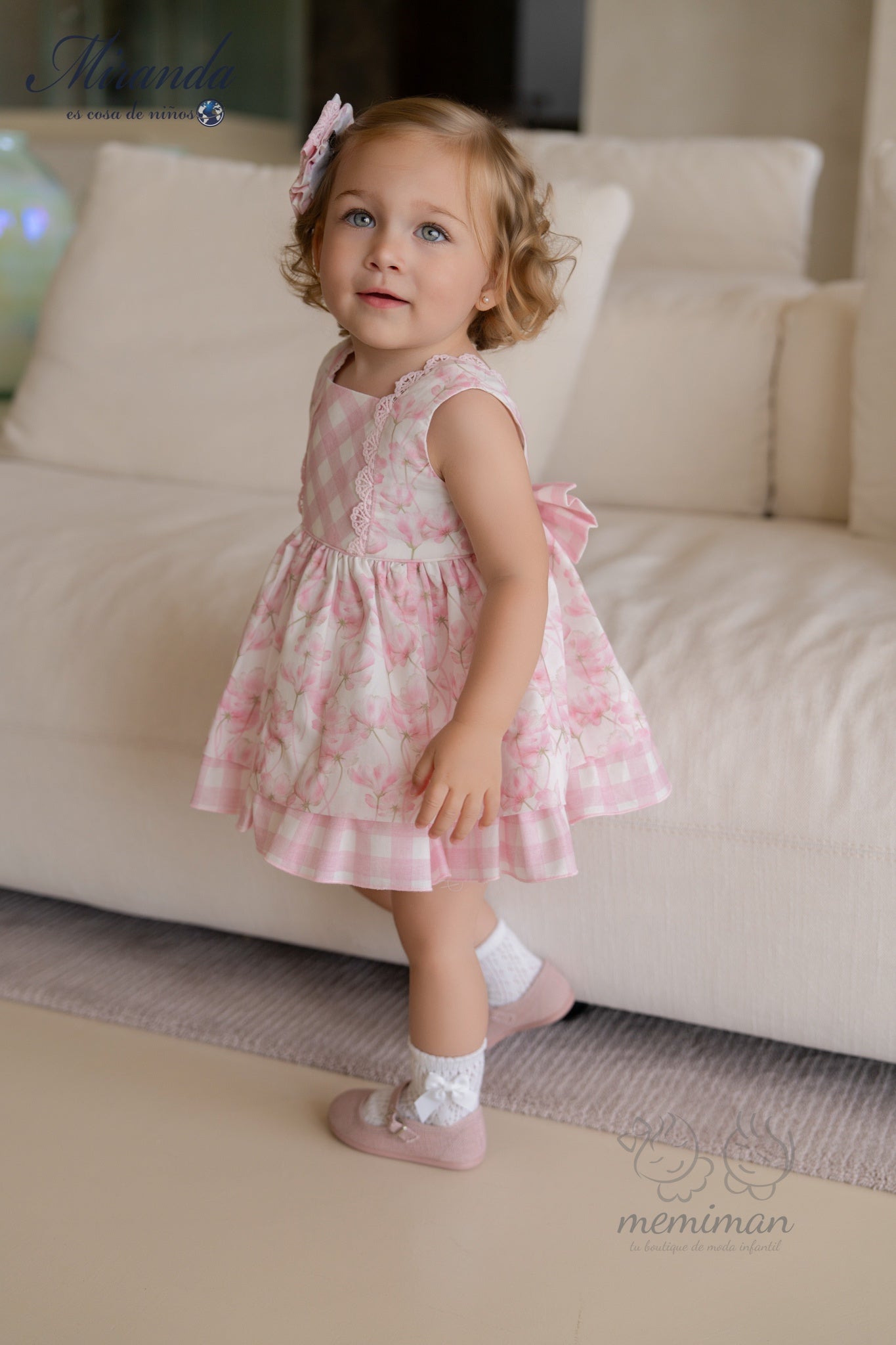 39-0133-VB Vestido Bebé Flores Cuadros