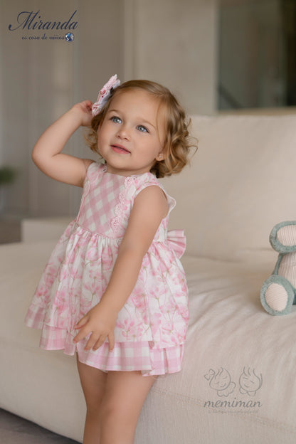 39-0133-VB Vestido Bebé Flores Cuadros