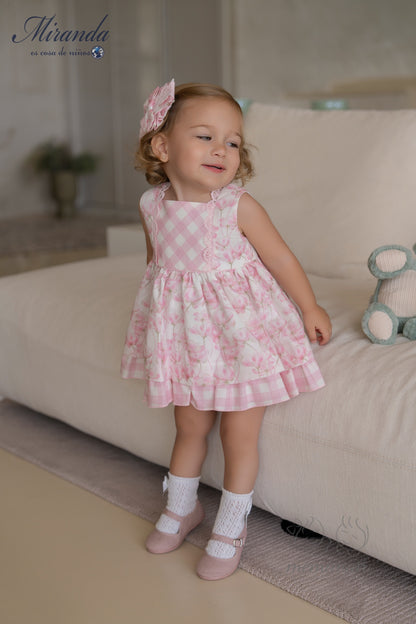 39-0133-VB Vestido Bebé Flores Cuadros