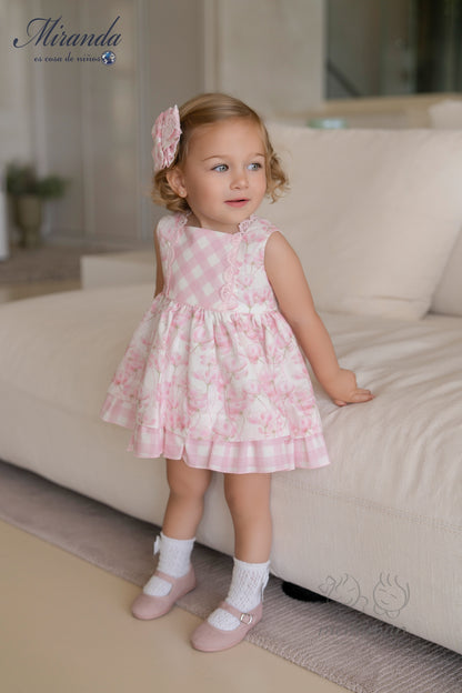 39-0133-VB Vestido Bebé Flores Cuadros