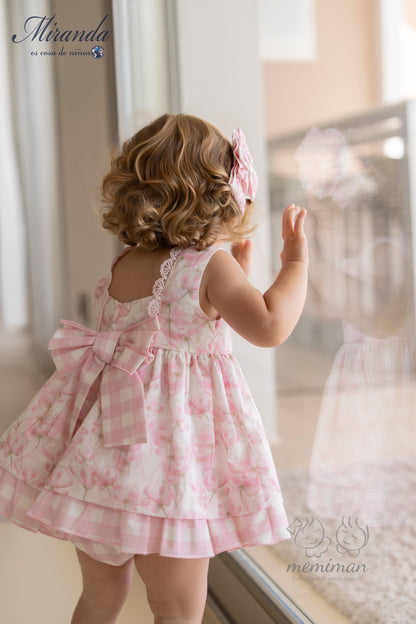 39-0133-VB Vestido Bebé Flores Cuadros